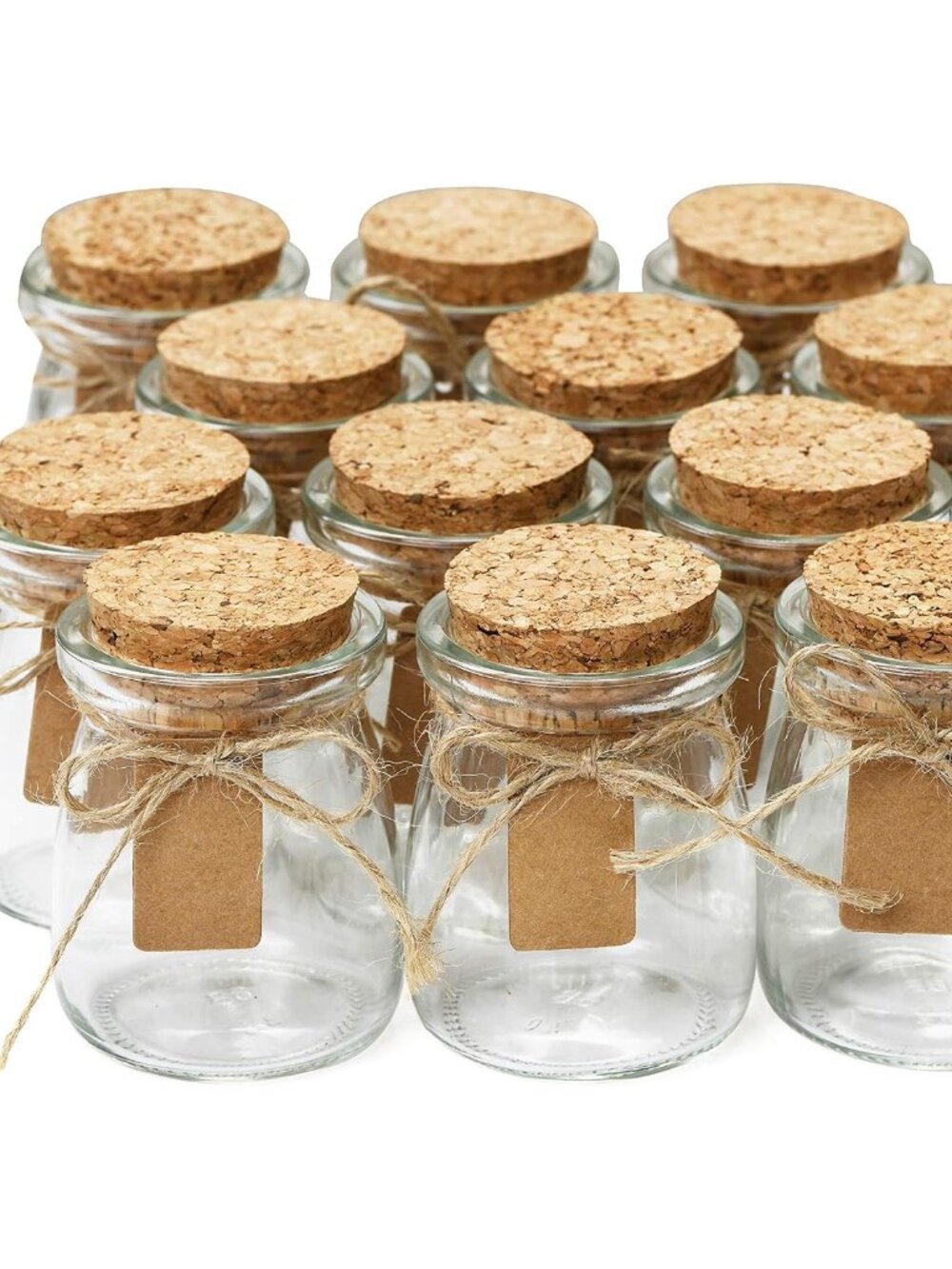 Otis Small Glass Bottles - Mini Jars w/Cork Stoppers - Round 100ml Mason Jars fo